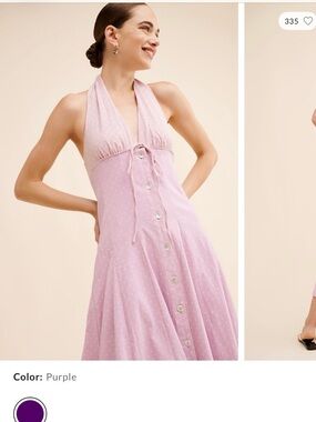 Free People Lilac Halter Button-Front Midi Dress